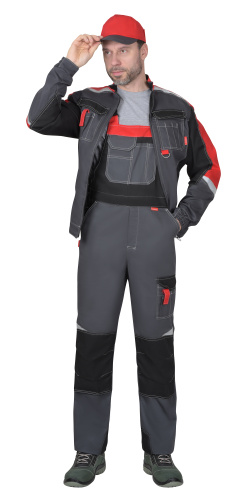 Костюм с п/к МЕГА 35хб/65пэ, пл.245, темно-серый/черный/красный