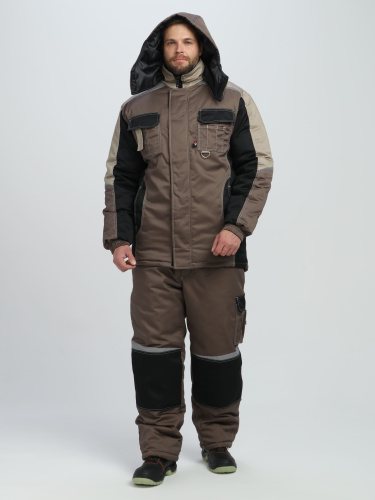 Костюм утепленный с брюками МЕГА 35хб/65пэ, пл.240, корич/чер/беж., р.48-50/170-176