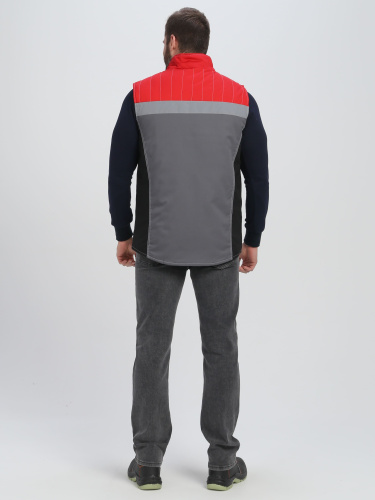 Жилет утепленный ФОРМУЛА на замке, пл. 240, 65пэ, 35хб, сер/красн/черн