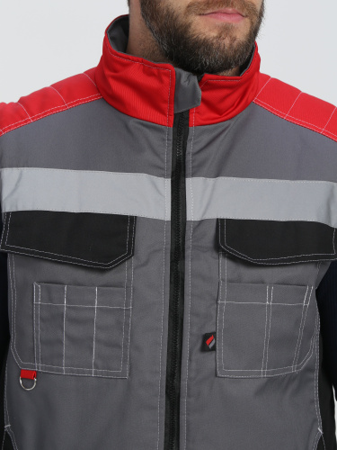 Жилет утепленный ФОРМУЛА на замке, пл. 240, 65пэ, 35хб, сер/красн/черн
