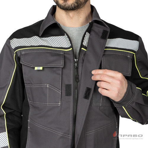 Костюм с п/к БРЕНД-2 КОРПОРАТИВ 35 хб/65 пэ, пл.240, темно-серый/черный