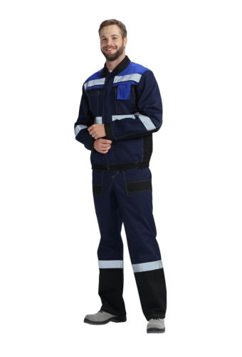 Костюм с п/к ВИВАТ-2 ПРЕМИУМ IMP  35хб/65пэ, пл.240, т.син/черн/вас. 52-54/182-188