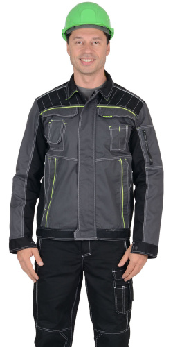 Куртка ПРЕСТИЖ укороченная 35хб/65пэ, пл.245, темно-серый/черный/лимонный