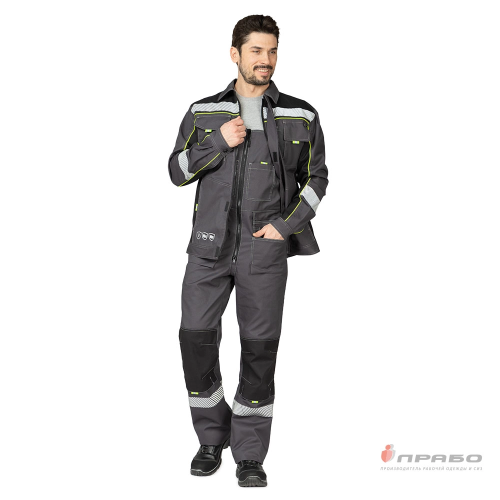 Костюм с п/к БРЕНД-2 КОРПОРАТИВ 35 хб/65 пэ, пл.240, темно-серый/черный