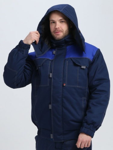 Куртка утепленная ФЛОФТ ФАВОРИТ короткая на замке ткань БАЛТЕКС  35хб/65пэ, пл.240, т.син/вас/сер.