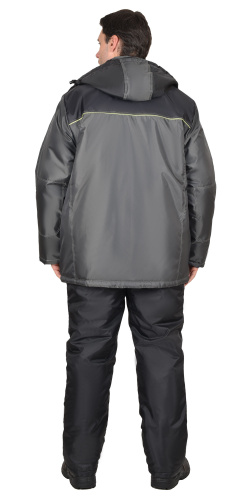 Куртка утепленная ФАВОРИТ на замке ткань ОКСФОРД удлиненная, 100пэ, пл.105, т.сер/чёрн., р.52-54/182-188