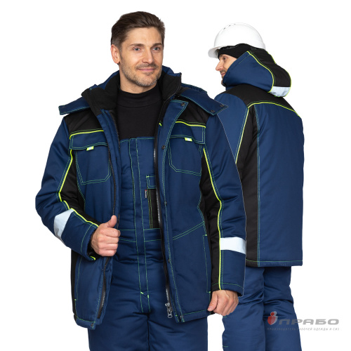 Костюм утепленный с п/к БРЕНД-К 35хб/65пэ, пл.200, темно-серый/черный/оранжевый, р.48-50/170-176