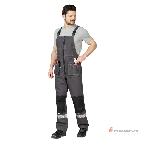 Костюм с п/к БРЕНД-2 КОРПОРАТИВ 35 хб/65 пэ, пл.240, темно-серый/черный