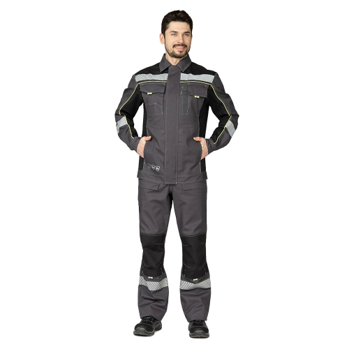 Костюм с п/к БРЕНД-2 КОРПОРАТИВ 35 хб/65 пэ, пл.240, темно-серый/черный