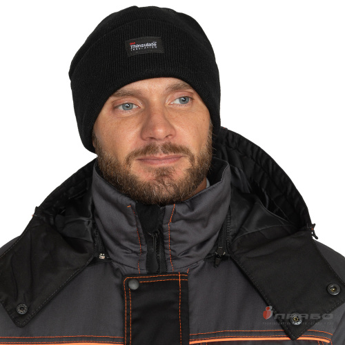 Костюм утепленный с п/к БРЕНД-К 35хб/65пэ, пл.200, темно-серый/черный/оранжевый, р.48-50/170-176