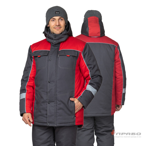 Костюм утепленный с п/к БРЕНД-К 35хб/65пэ, пл.200, темно-серый/черный/оранжевый, р.48-50/170-176