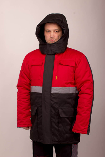 Куртка утепленная ПРОФЕССИОНАЛ  на замке Герда (КИТАЙ)  35хб/65пэ, пл.210 чёрн/василек ТОЛЬКО РАЗМЕР  60-62/182-188