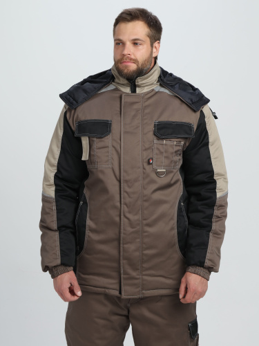 Костюм утепленный с брюками МЕГА 35хб/65пэ, пл.240, корич/чер/беж., р.48-50/170-176