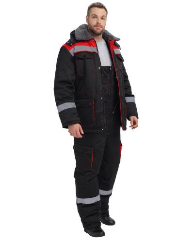 Костюм утепленный с п/к НЕЙЧ ТИТАН-УЛЬТРА 35хб/65пэ, пл.240, черный/красный, 56-58/182-188