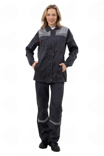 Костюм женский с брюками ФАВОРИТ ткань ОРИОН 35хб/65пэ, пл. 210, т.серый