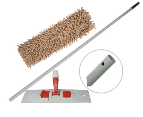 Комплект Ручка металлическая 140см, д. 22 мм + Держатель 40*11см Y041 + Сменная насадка для швабры ШЕНИЛ (червячки) 41 х 12,5 см для держателя 40х10 см (карман-резинка)