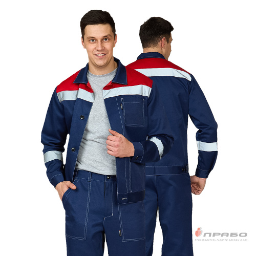 Костюм с брюками ПАНТЕОН-1 35хб/65пэ, пл.210, темно-серый/красный