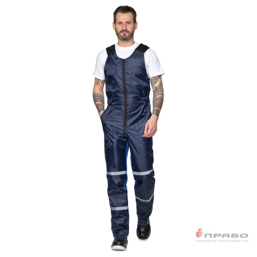 Костюм с п/к АВТОТЕХНИК 100пэ + 30хб/70пэ, темно-синий/василёк