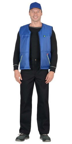 Жилет утепленный СИРИУС-КАССИР на замке, 100пэ, пл.105, васильковый