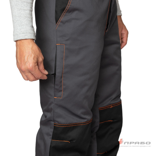 Костюм утепленный с п/к БРЕНД-К 35хб/65пэ, пл.200, темно-серый/черный/оранжевый, р.48-50/170-176