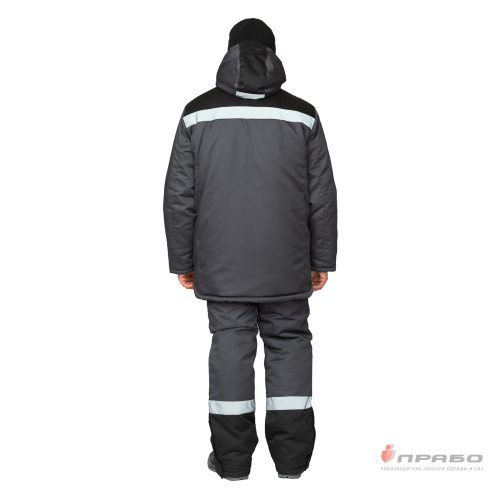 Костюм утепленный с п/к ПРОФЕССИОНАЛ 2 УЛЬТРА 35хб/65пэ, пл.200, темно-серый/черный, р.52-54/170-176