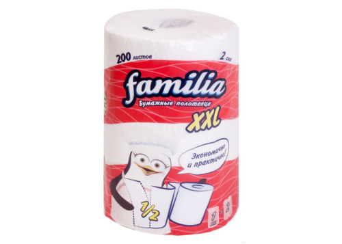 Полотенца бумажные FAMILIA XXL двухслойные 1 рулон